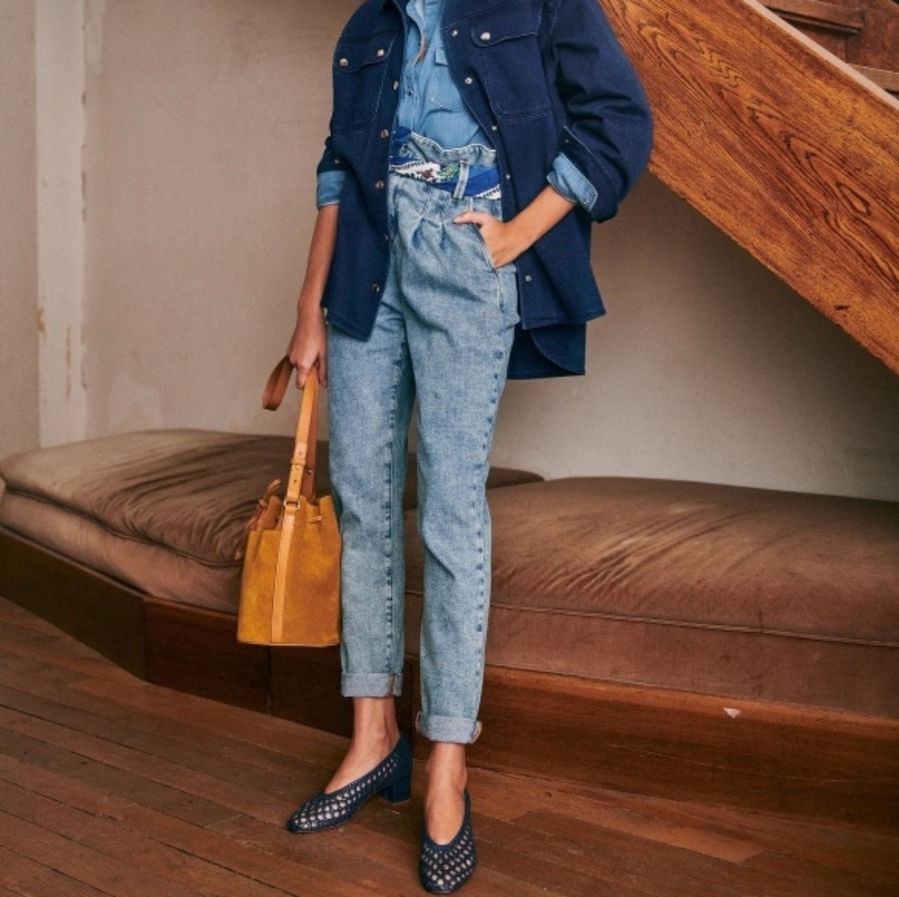 Sezane Austin Trousers in Bleached Blue size 34 NWT
